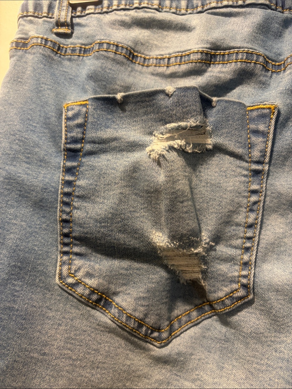 Distressed Light Blue Jean Shorts - Picture 8 of 9